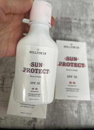 Розпродаж! сонце захисний крем для обличчя і тіла hollyskin sun protect spf 30