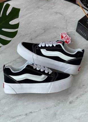 Vans knu skool platform black white