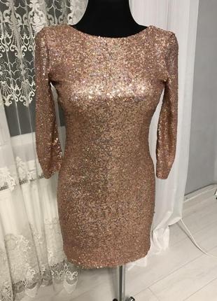 Вечірня сукня в паєтки / сукня з довгими рукавами/