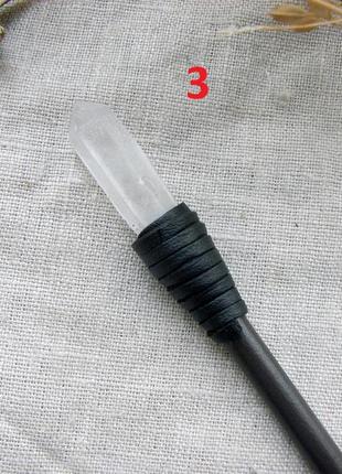 Шпилька для волос с кристаллом прозрачного кварца заколка палочка с камнем