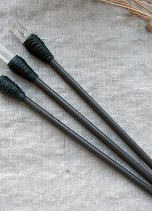 Шпилька для волос с кристаллом прозрачного кварца заколка палочка с камнем