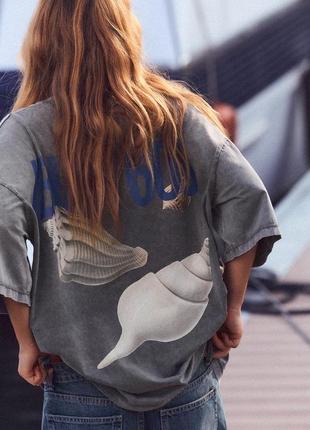 Футболка з мушлями сіра zara new