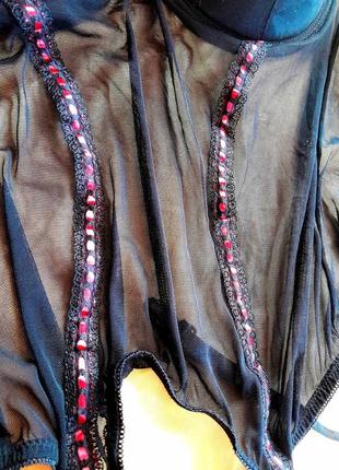 Боди карсет гламурный с креплением для чулок