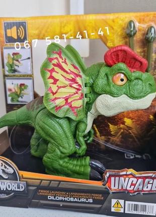 Музичний динозавр mattel jurassic world fierce launchin dilophosaurus figure.4 фото