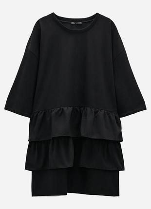 Стильное платье оверсайз с рюшами zara