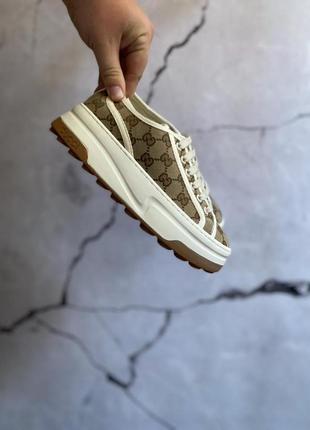 Кросівки жіночі gucci original gg canvas sneakers кавові
