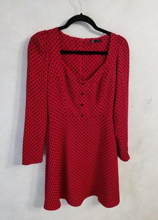 Сукня червона в чорний горошок zara