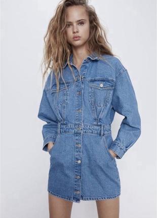 Джинсова сукня , сукня коротка , сукня zara , платье джинсовое на с-м