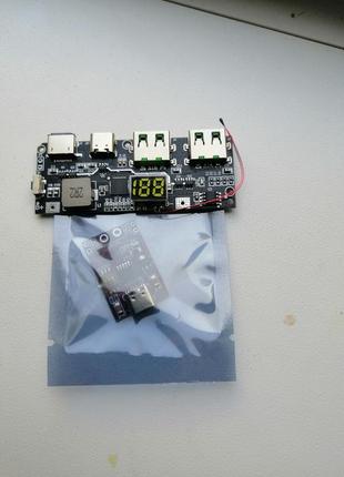 Плата контролер для power bank 2 x usb 5v / 4.5 a 22.5w qc 3.0 + 4.06 фото