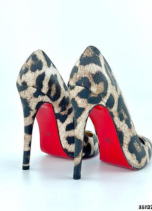 ▪️туфли в стиле christian louboutin so19120 leopard pump print женские лодочки лодочки ворочки высокий каблук заколка леопардовые леопард