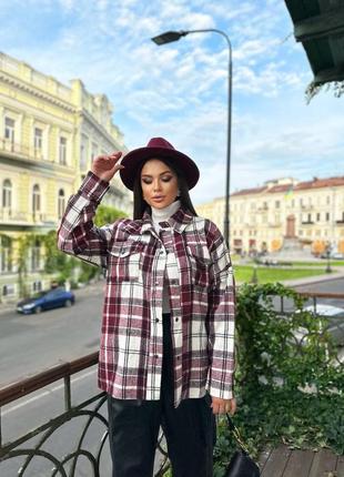 Теплая байковая рубашка в клетку