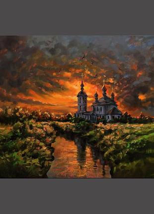 Картина масляными красками закат
