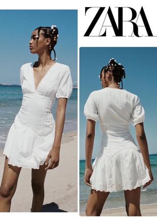 Белое летнее платье из хлопка zara m5 фото