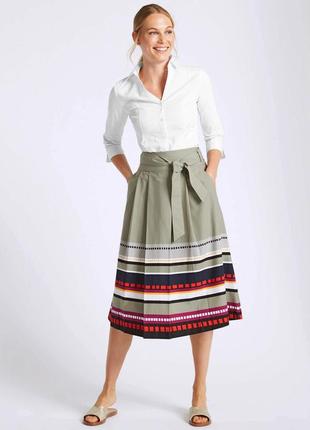 Брендова бавовняна спідниця міді "marks&spencer" з кишенями. розмір uk16/eur44.
