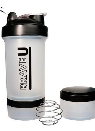 Shaker with containers 3 in 1 - 600ml transparent