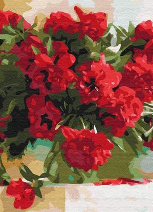 Картина за номерами brushme 40x50см "червоні піони" bs7527