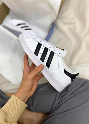Женские кроссовки adidas superstar white black v / smb