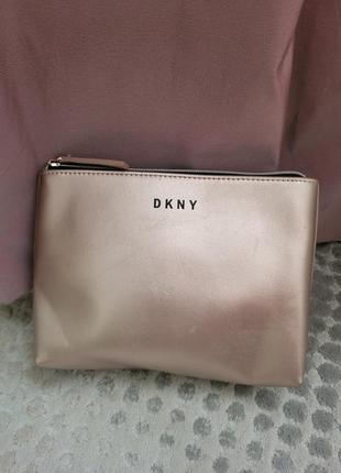 Косметичка, клатч, органайзер, dkny, рожеве золото, на змійці, прямокутна, блискуча