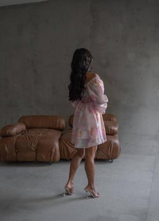 Сукня міні органза з довгим рукавом з підкладкою3 фото