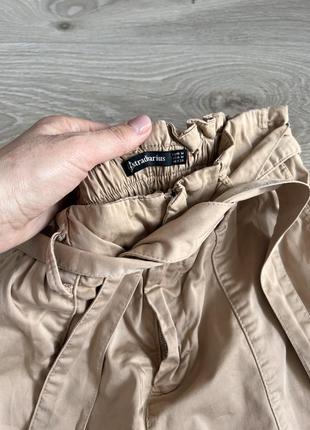 Літні штани котонові бежеві з поясом та з резинкою4 фото