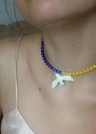 Чокер колье патриотический птичка голубя горлица.