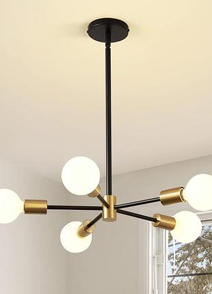 Люстра 5 ламп, потолочные люстры с лампочками е27, регулируемая по высоте металлическая