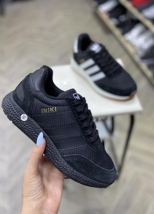 Утеплені жіночі та підліткові кросівки iniki чорні на флісі