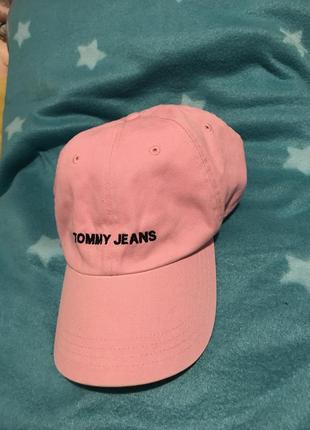 Розовая хлопковая кепка tommy jeans