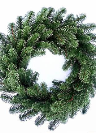 Вінок хвойний різдвяний lux литий d-50 см зелений2 фото