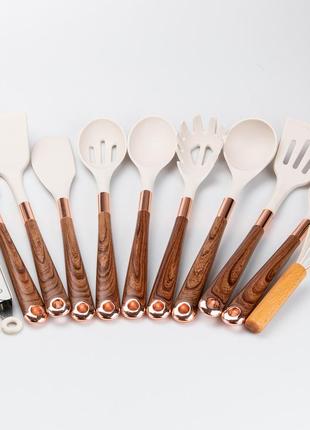 Набір кухонного приладдя з підставкою silicone utensils set набір приладів для кухні3 фото