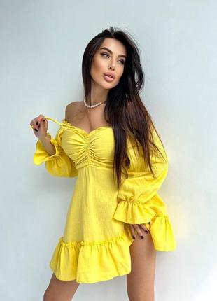 Легка жіноча жовта сукня🌊