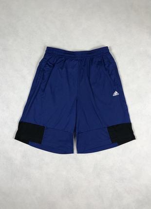 Спортивные темно-синие шорты adidas с резинкой и шнурком