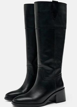 Сапоги zara 36 40 размер кожа