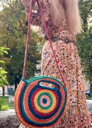 Круглая красочная сумка через плечо из ротанга diwaah