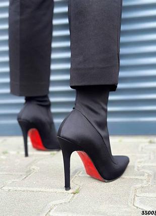 Ботильони стрейчеві на червоній підошві на шпильці ❤️
