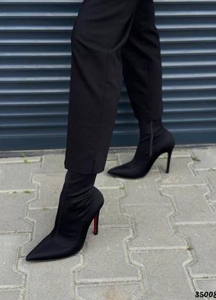 Ботильони стрейчеві на червоній підошві на шпильці ❤️