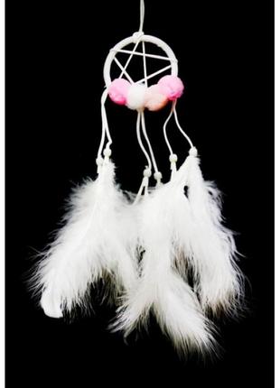 Ловец снов 1 кольцо белый , оберег на стену 30*7 см