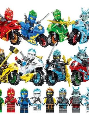 Набор фигурок лего нинзяго на мотоциклах lego ninjago bike 8 штук