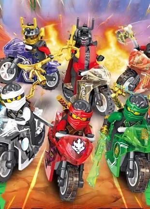 Набор фигурок лего нинзяго на мотоциклах lego ninjago bike 8 штук