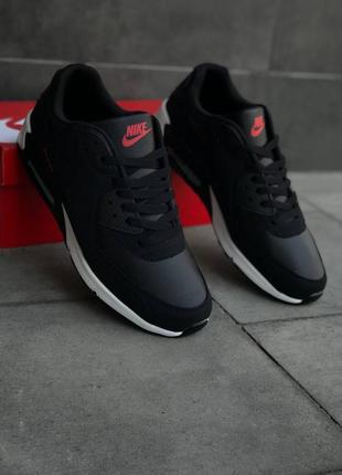 Мужские кроссовки nike air max 90 черные кожаные кроссовки найк аир макс 90