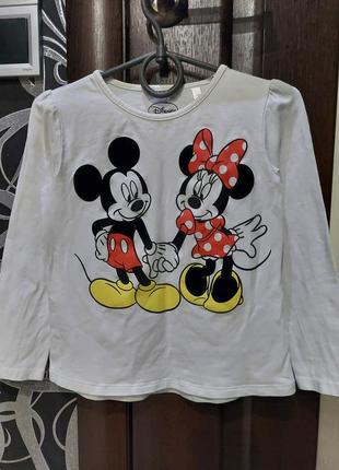 Кофта, лонгслив minnie mouse от disney с минни и микки 4-6 лет