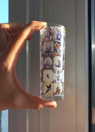 Сувенірні склянні рюмки з малюнками з голландської плитки. 4 штуки1 фото