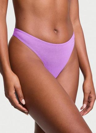 Женские трусики victoria's secret stretch cotton high-leg scoop thong s фиолетовый1 фото