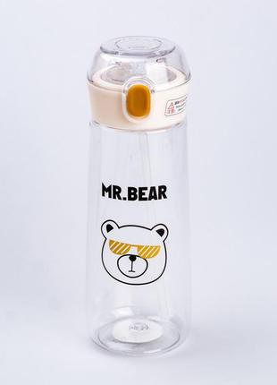 Пляшка для води bear fashion plastic cup 600 мл коричнева