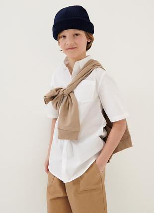 Біла легка сорочка теніска шведка з коротким рукавом із бавовни sinsay