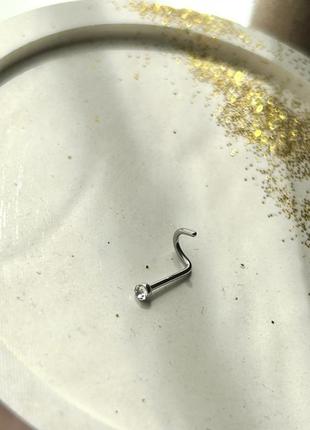 Пірсінг в ніс, пирсинг в нос, серьга в нос, пирсинг сталь с камушком, новинка, сережка в ніс