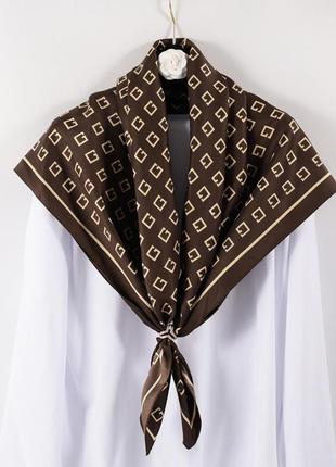 Шикарна шовкова хустка хустина платок на шию на сумку косинка шарф шовк армані 90×902 фото