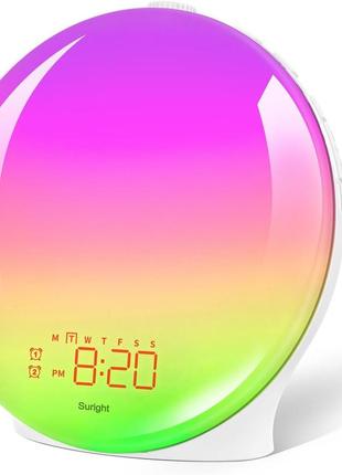 Будильник wake up light sunrise для крепко спящих людей и детей, полноэкранный будильник с имитацией восхода/