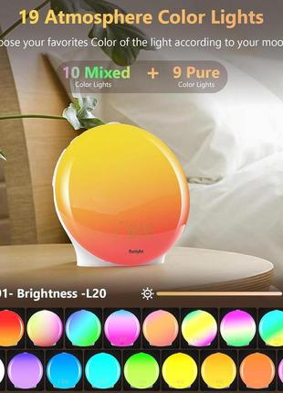 Будильник wake up light sunrise для міцно сплячих людей та дітей, повноекранний будильник з імітацією сходу/заходу, два будильники2 фото