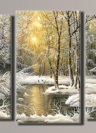 "живопись - зима" модульная картина на холсте для интерьера